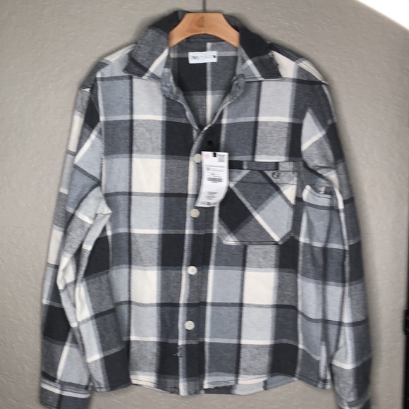 ZARA PLAID OVERSHIRT gray/white - Picture 8 of 13